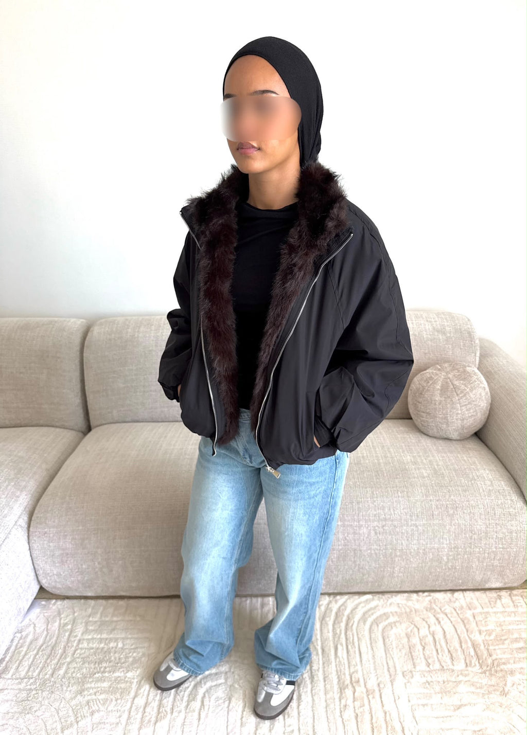 Veste réversible fausse fourrure