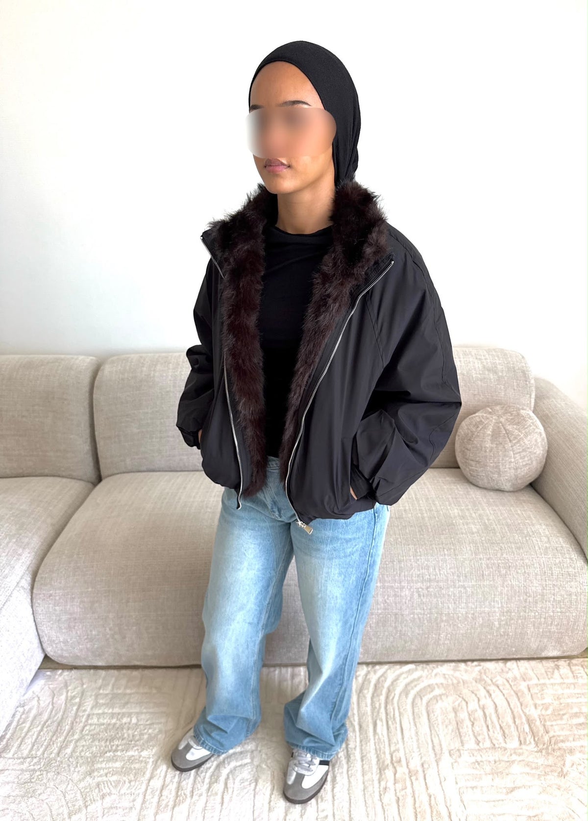 Veste réversible fausse fourrure
